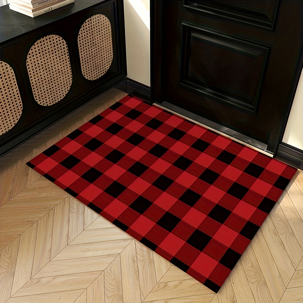 Buffalo Plaid Rug Red and Black Outdoor Rugs Cotton Hand-Woven Washable  Indoor Red Buffalo Check