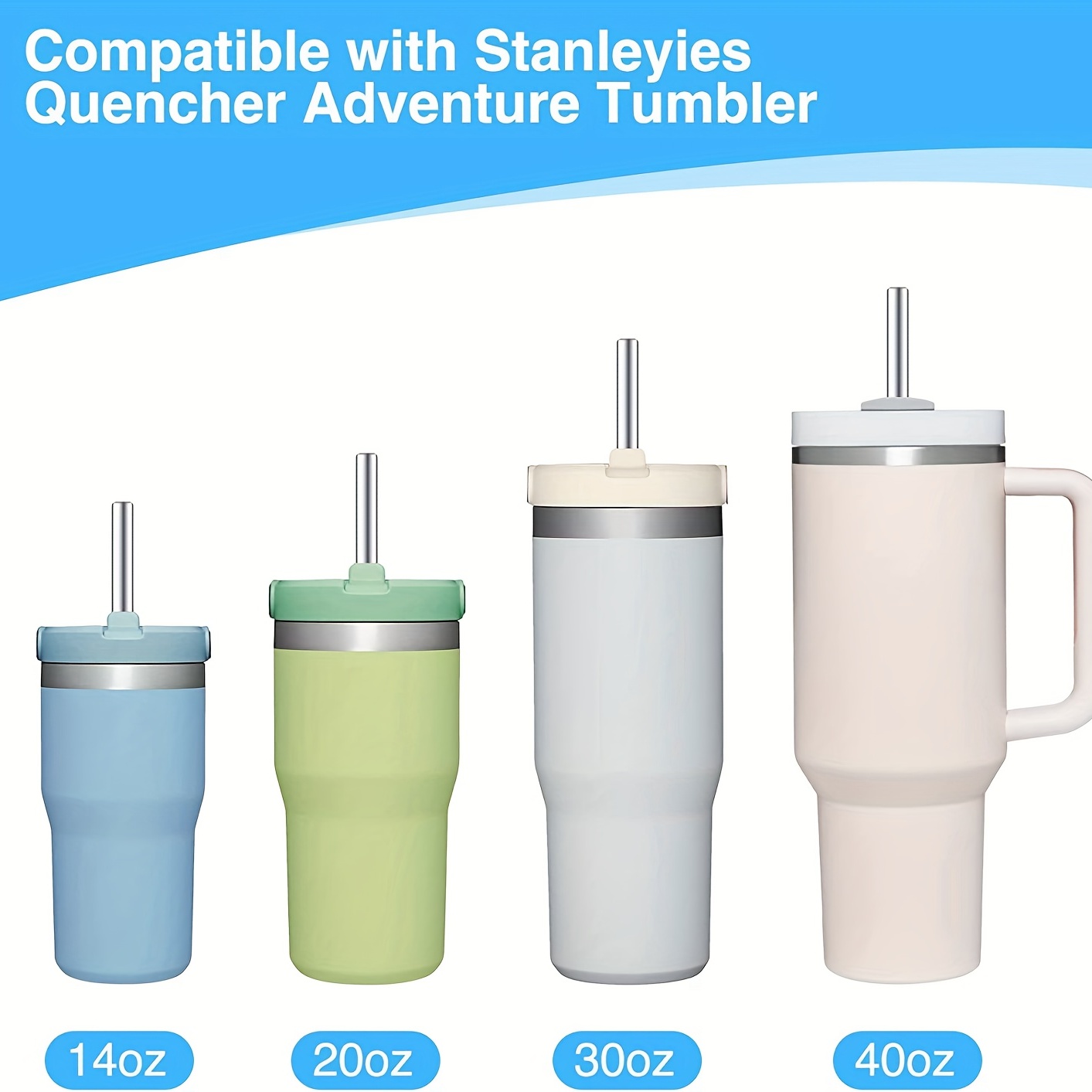 40oz Silicone Straw Replacement for Stanley 40 oz 30 oz Tumbler Cup, 6 Pack  Reusable Long Straws with 4Pack Straw Covers for Stanley Adventure