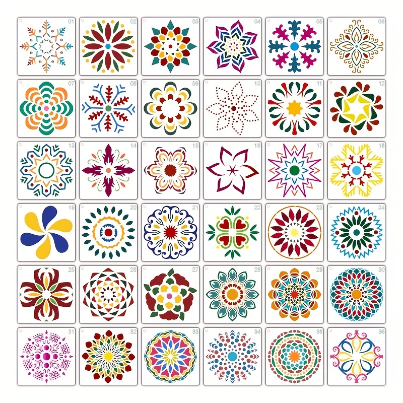 2 Sets of Mandala Stencils Template Painting Stencils for Art