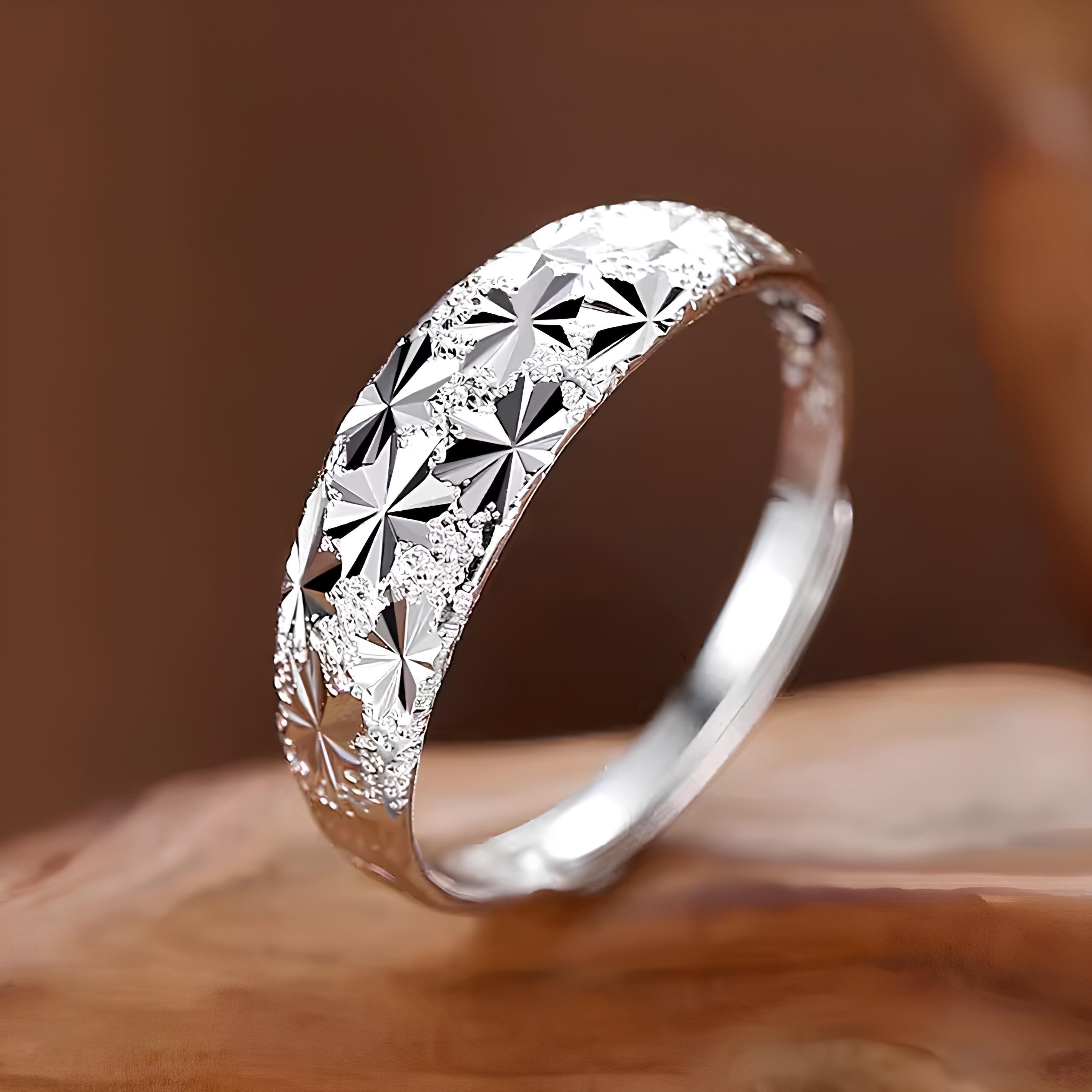 925 sterling   ring plated geometric carving   suitable for men and women adjustable high quality ring 2 4g 0 08oz details 4