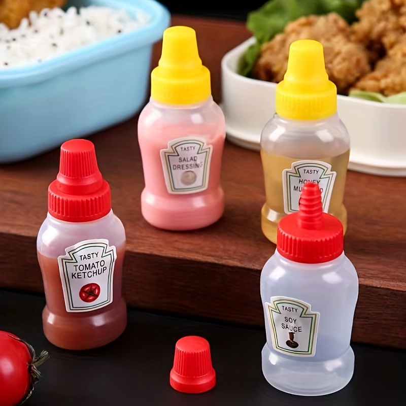 4pcs Mini Seasoning Sauce Bottle Portable Ketchup Bottle Salad