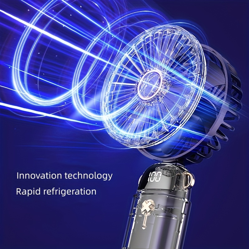 Upgraded USB Handheld Mini Digital Folding Fan with Large Capacity