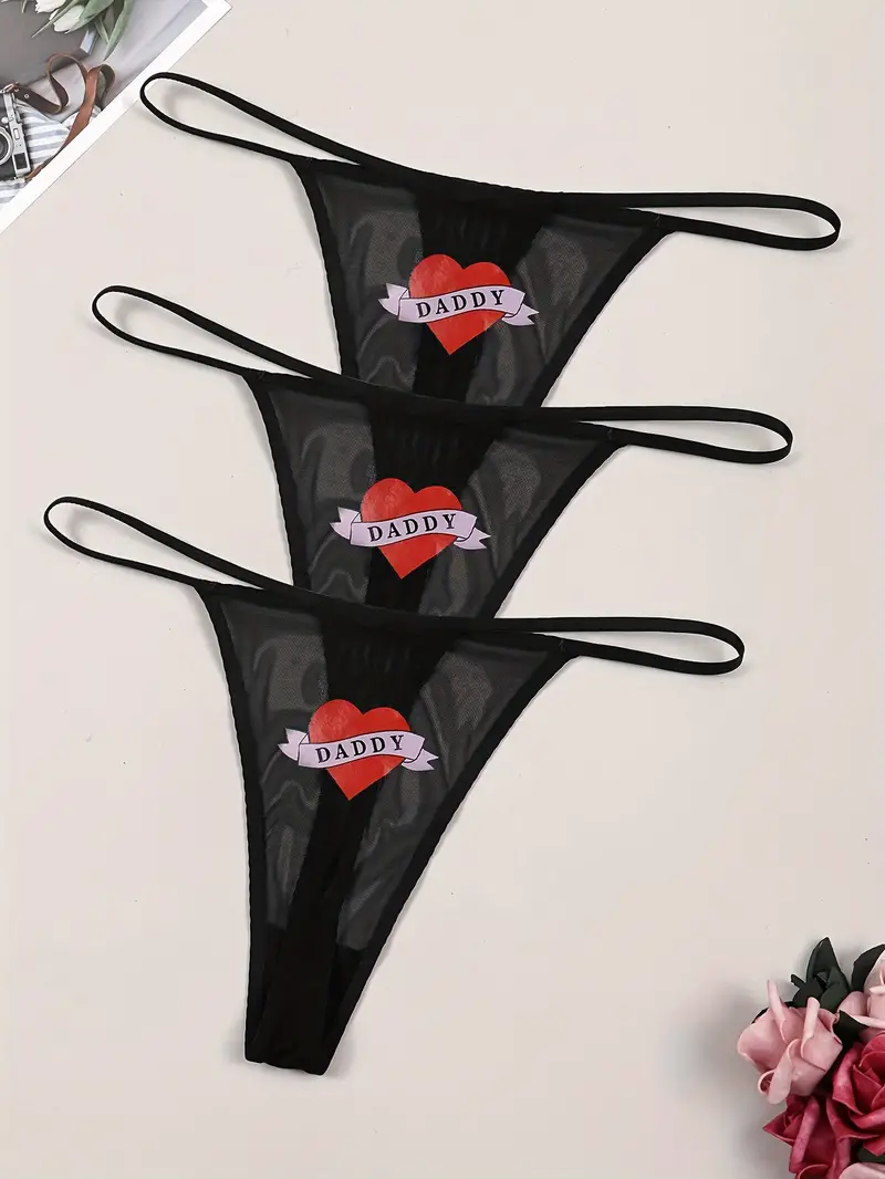 Plus Size Sexy G strings Set Women's Plus Heart Graphic - Temu