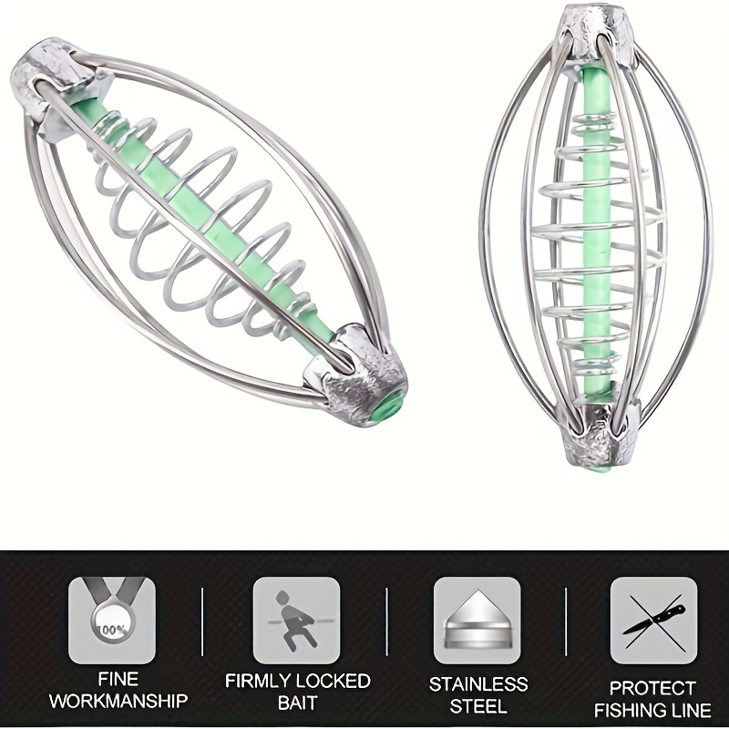 Durable Stainless Steel Spring Fishing Feeder Bait Cage - Temu