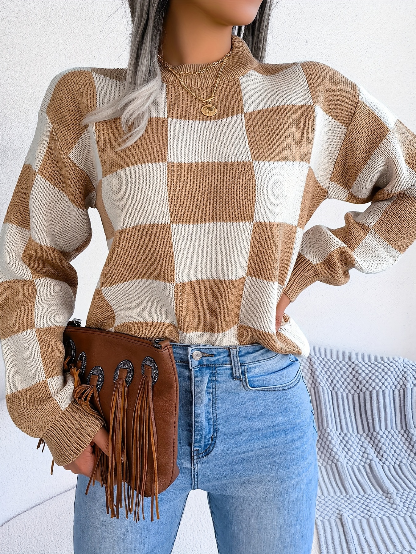 Women's casual color block sweater