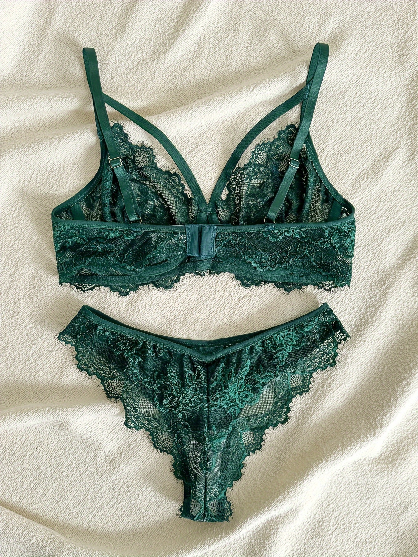 Buy online Green Satin Bra And Panty Set from lingerie for Women