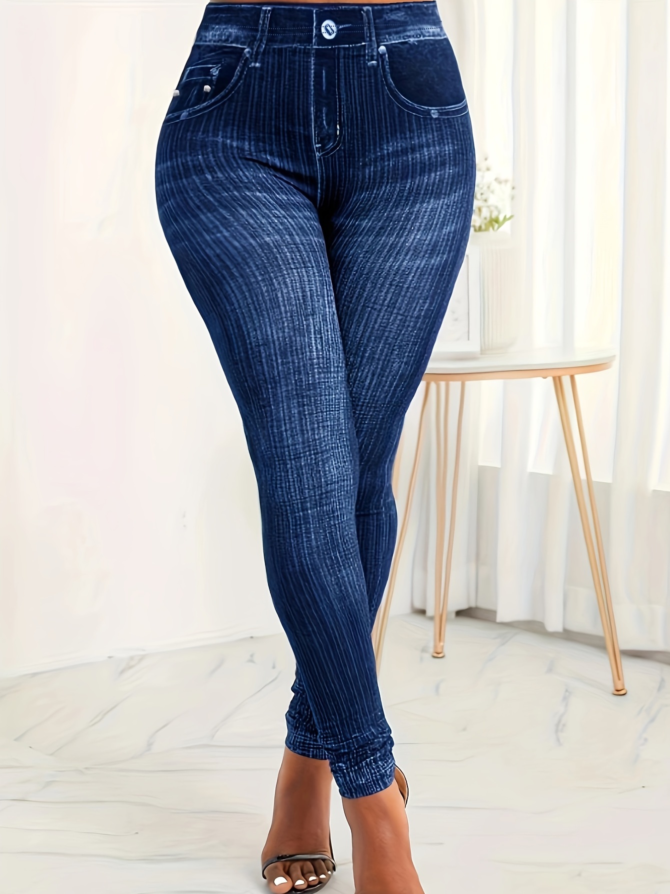 Women Skinny Leggings Denim Look Jeans Jeggings Stretch High Waist
