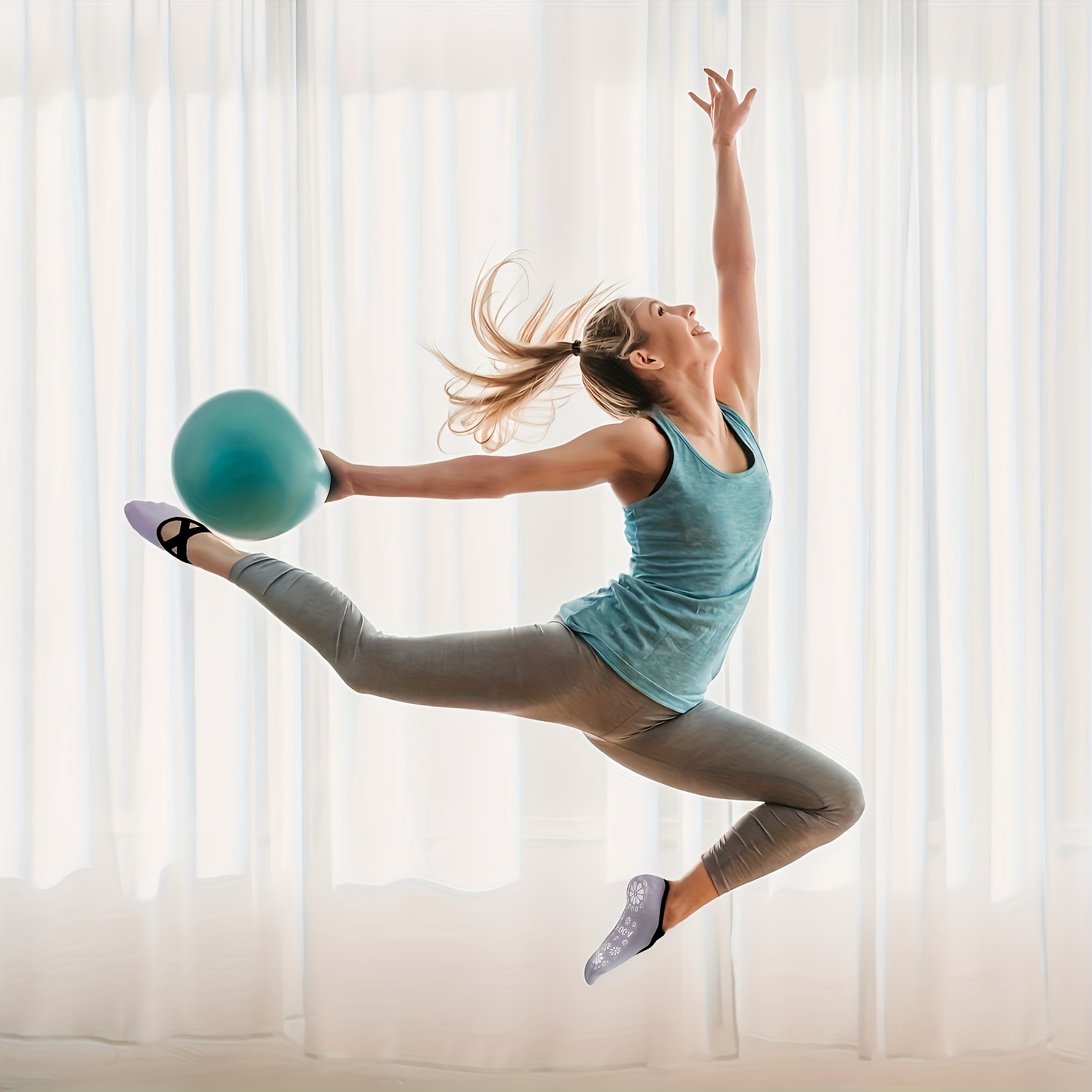 Calcetines Yoga Pilates Antideslizante Deporte Mujeres Media de