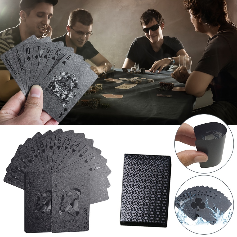 Coole schwarze Folie Poker Spielkarten, wasserdichtes Kartendeck mit  Geschenkbox, Verwendung für Party und Spiel