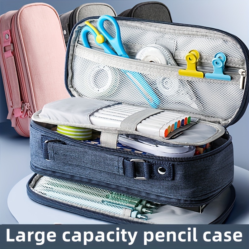 Large Capacity Pencil Case Portable Handheld Pen Bag - Temu