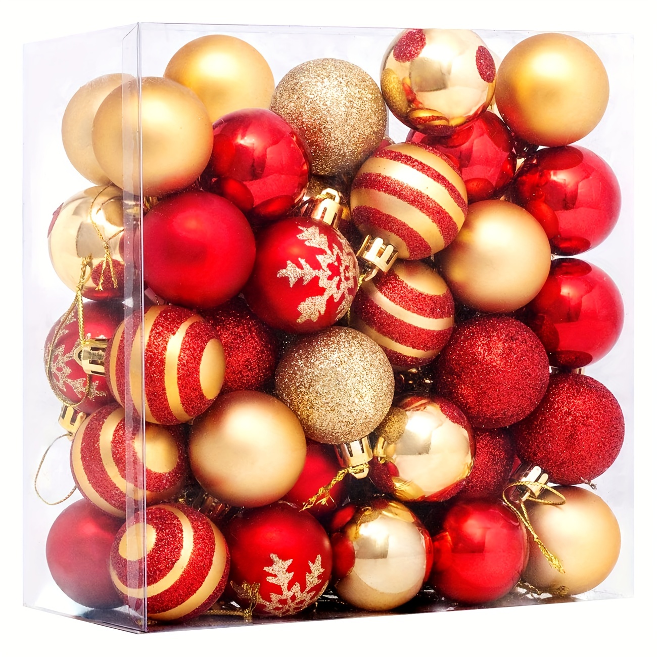 36pcs Christmas Tree Decoration Set Including 36 Pcs Shiny Balls,  Electroplating Balls And Hanging Accessories For Christmas Scene Layout