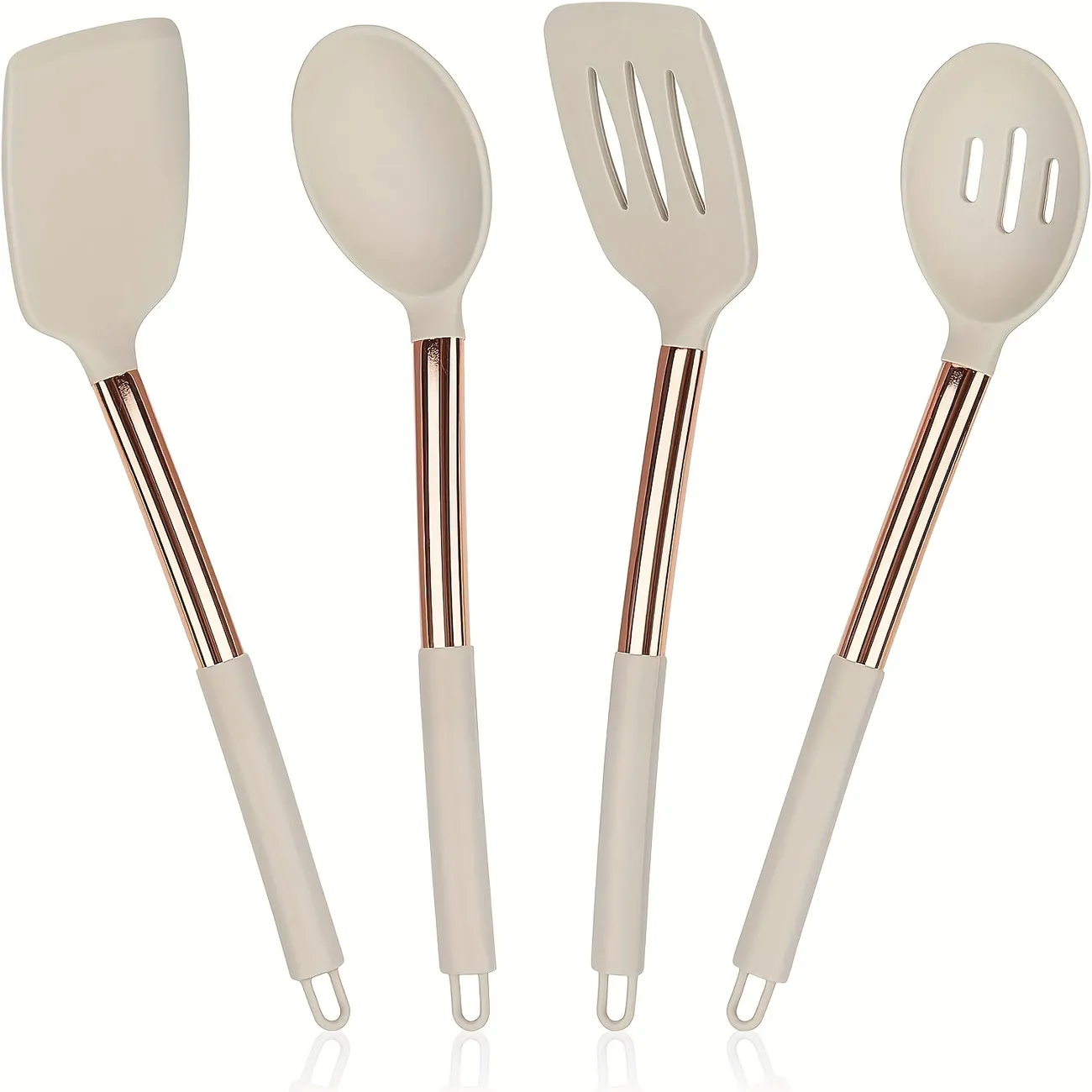 4pcs/set, Silicone Kitchen Utensils Set, Heat Resistant Khaki Cooking  Utensils Set, Non-stick Silicone Kitchen Spatula And Spoon, Cooking Turner  For F