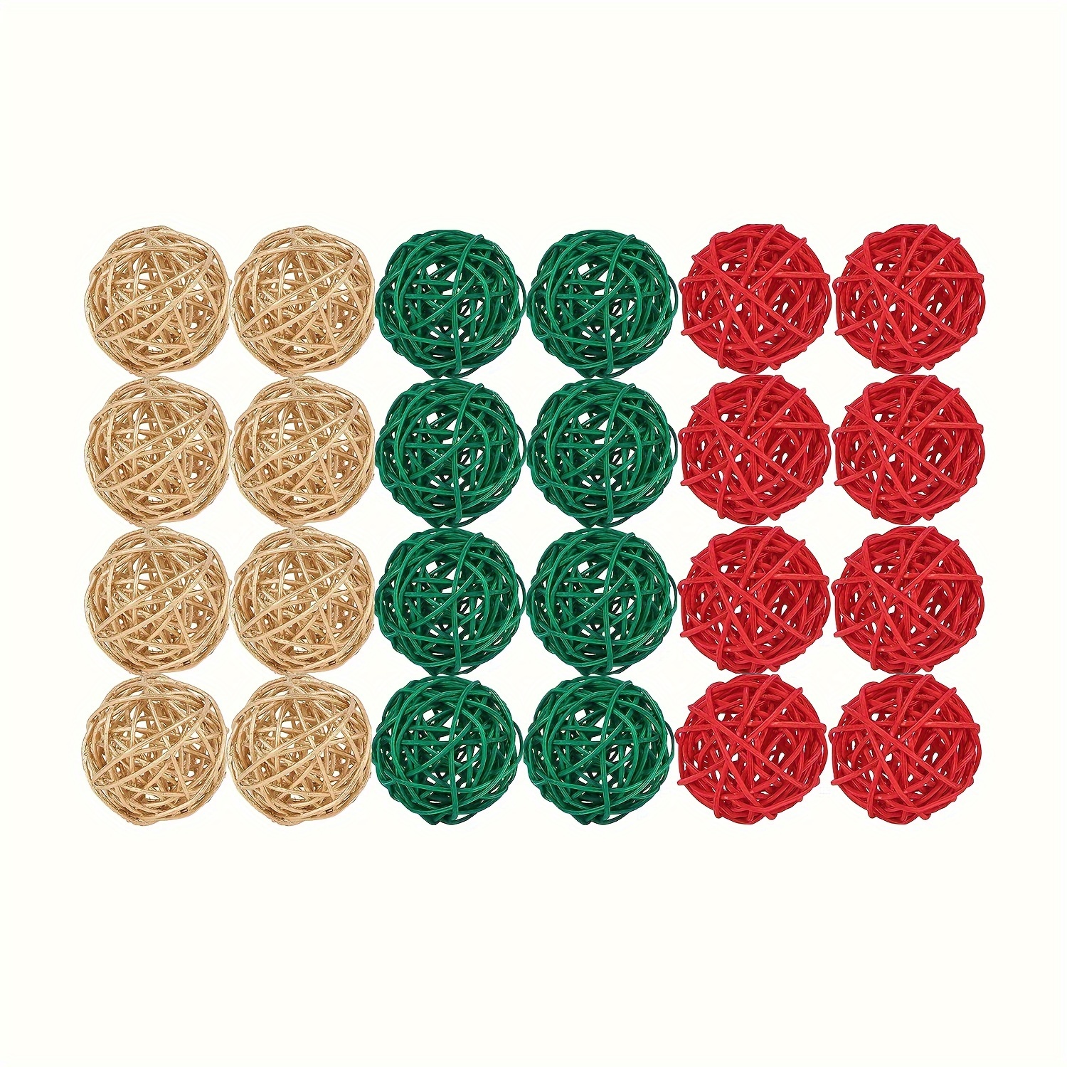 27 Bolas Decorativas Bolas Ratán Mimbre Bolas Mimbre Café - Temu