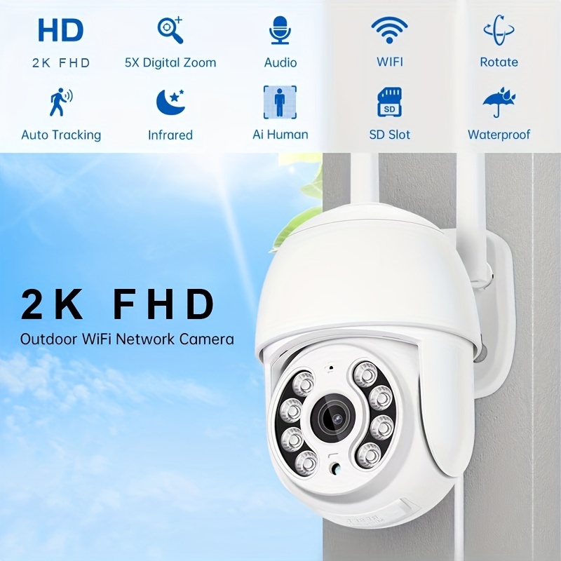 NETVUE Security Cameras Outdoor, 1080P 2.4G WiFi Home Video Surveillance  Waterproof Camera, Color Night Vision Wide View, Siren Alarm, Spotlight  Camera, 24/7 SD Card Storage & Cloud, Support Alexa Minimalist