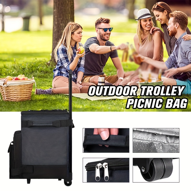 43l Folding Cooler Box With Wheels Portable Insulated Large