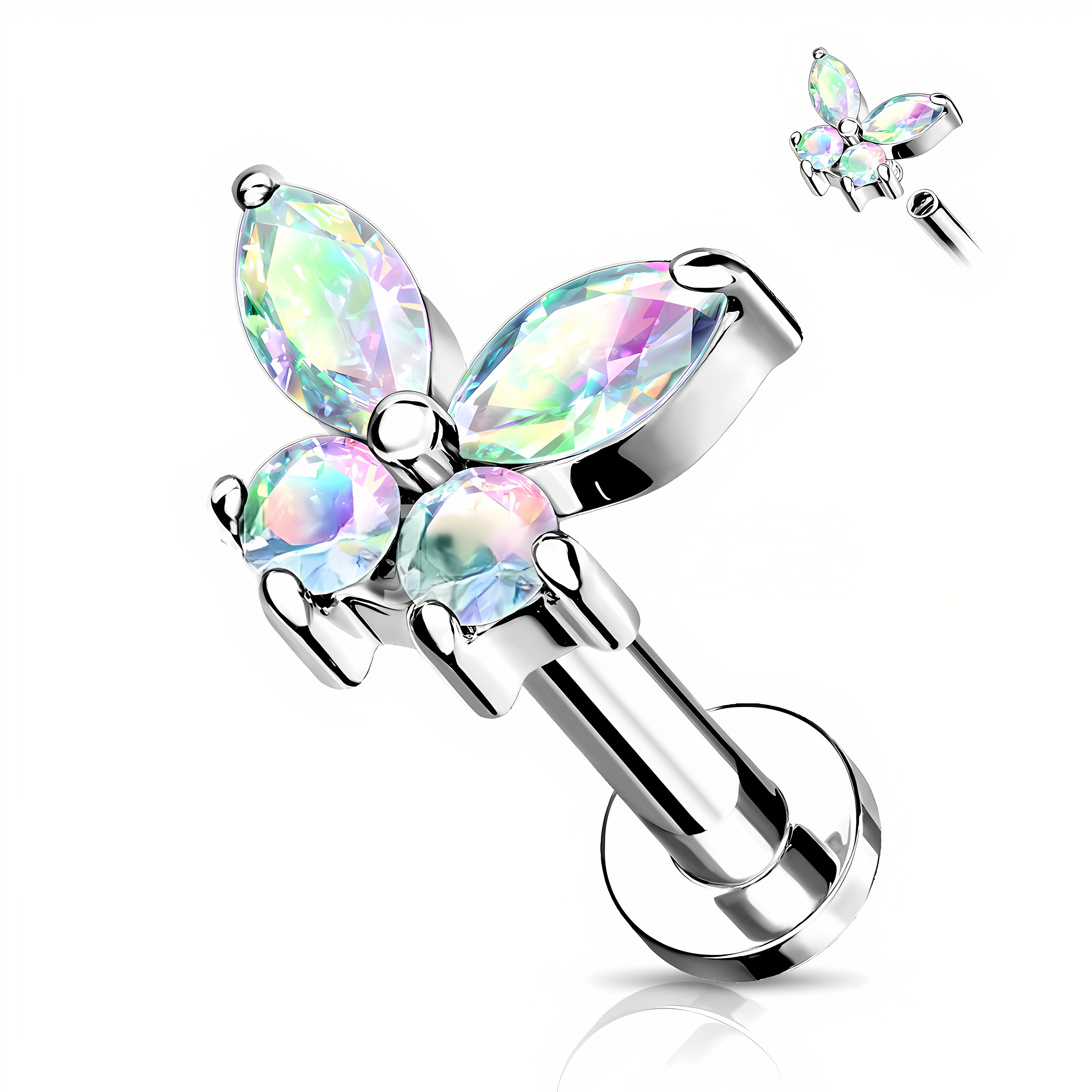 Image of Single-piece Stud Earrings, Lip Studs, And Cartilage Studs With Colored Synthetic Synthetic Zirconia Lip And Ear Studs, Niche Body Piercing, Date Gift, Daily Wear
