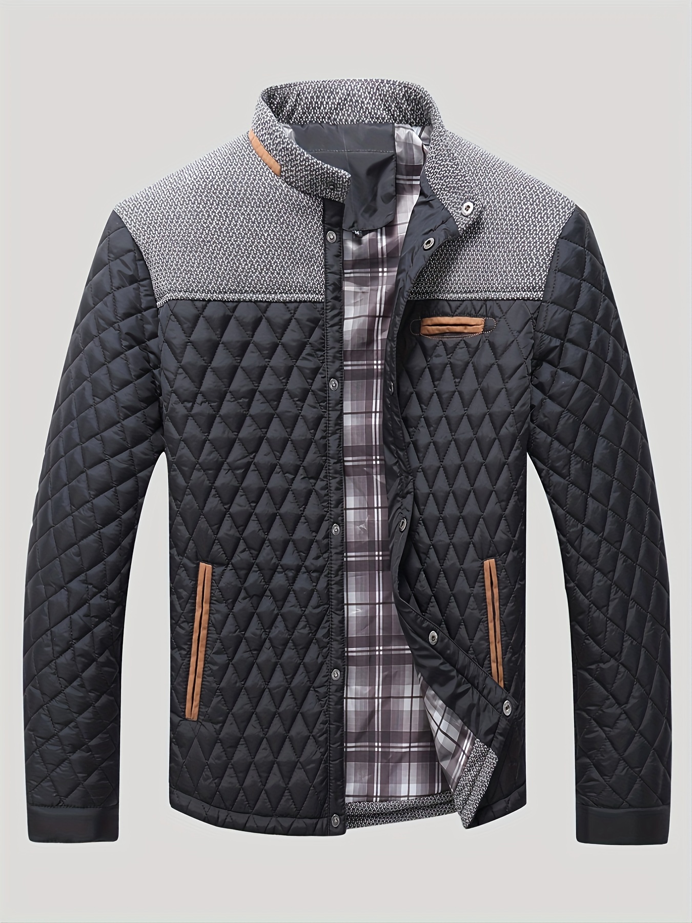 Men's Warm Lightweight Winter Quilted Jacket Casual Stand - Temu