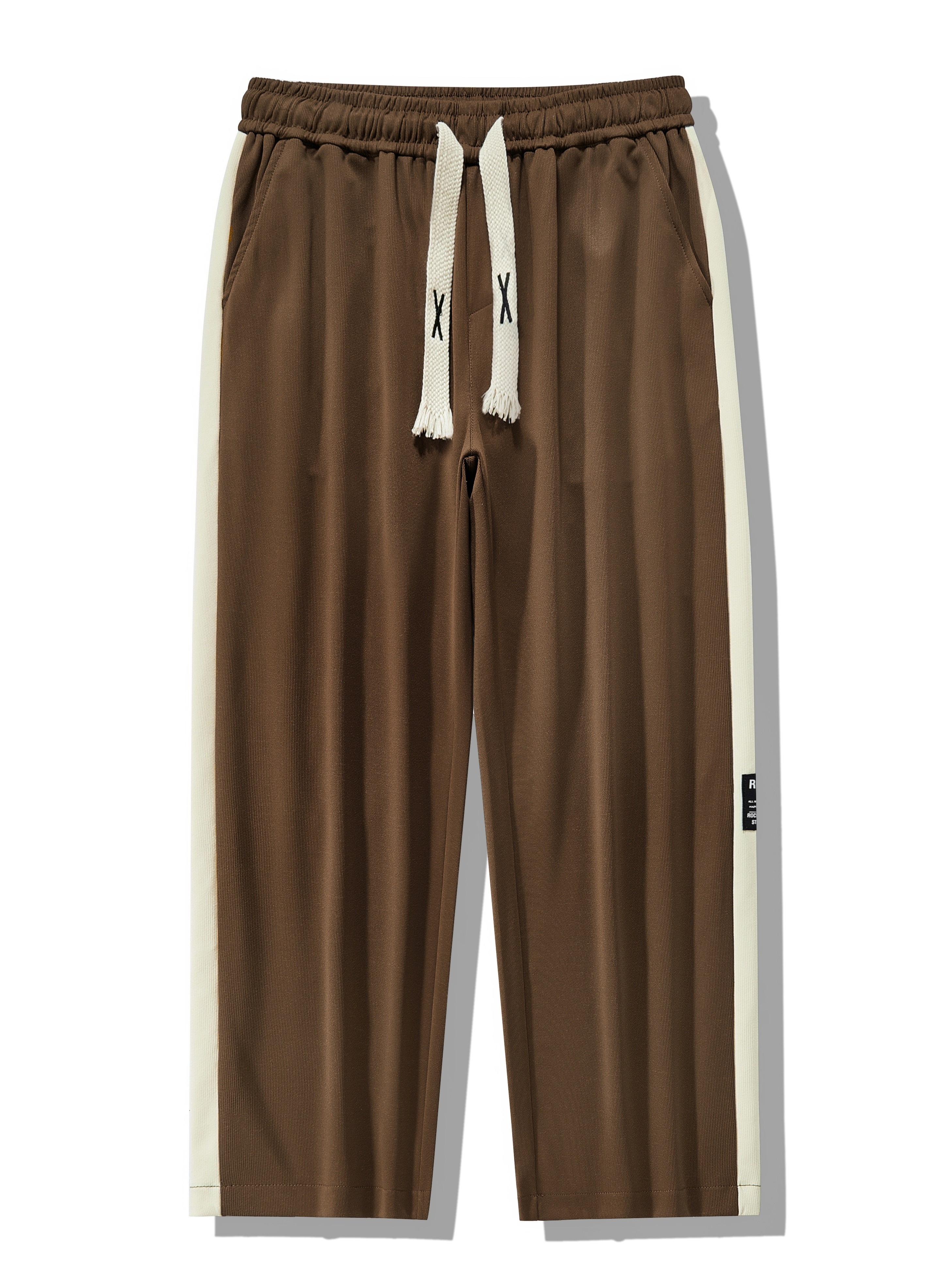 Side Striped Drawstring Pants Casual Slim Elastic Waist - Temu Canada