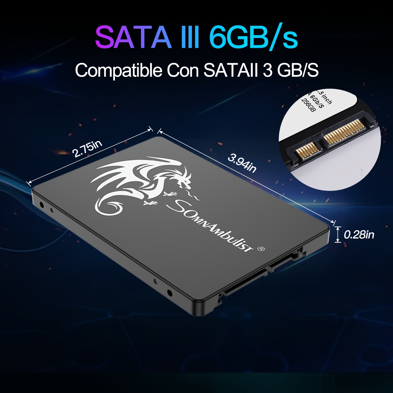  Somnambulist SSD 2TB SATA III 6Gb/s 2.5″ 7mm(0.28″) Internal  Solid State Drive Read Speed Up to 550Mb/s for Laptop and Pc H650 SSD (2TB  Black Dragon) : Electronics
