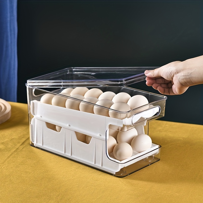 1pc Adjustable Egg Holder for Refrigerator - Snap-On Egg Container for Mini  Fridge Drawer - Organize Your Fridge with Pull-Out Egg Tray - Kitchen