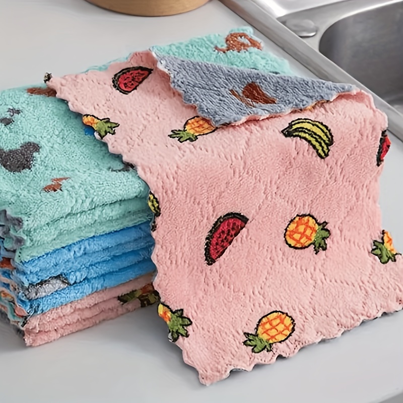 12Pcs 9.8inch Microfiber Kitchen Washcloths, Super Absorbent Dish Rags,  Non-Stick Oil Quick Dry Dish Towels