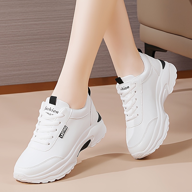 Women's Platform Sneakers, Casual Lace Up Outdoor Shoes, Comfortable Low  Top Sport Shoes