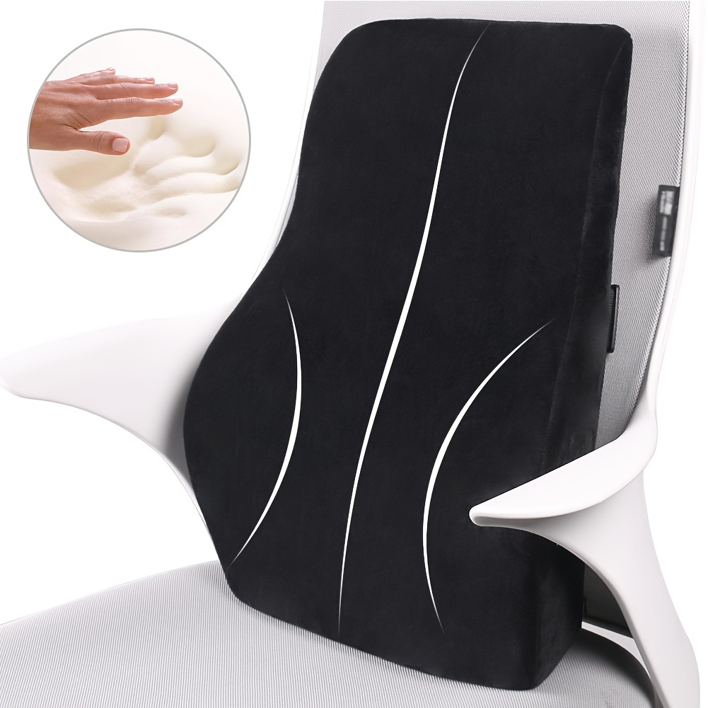 Cojín de respaldo lumbar de espuma viscoelástica | Soporte de espalda para  silla de oficina de coche | Almohada de apoyo lumbar, negro, 1 unidad