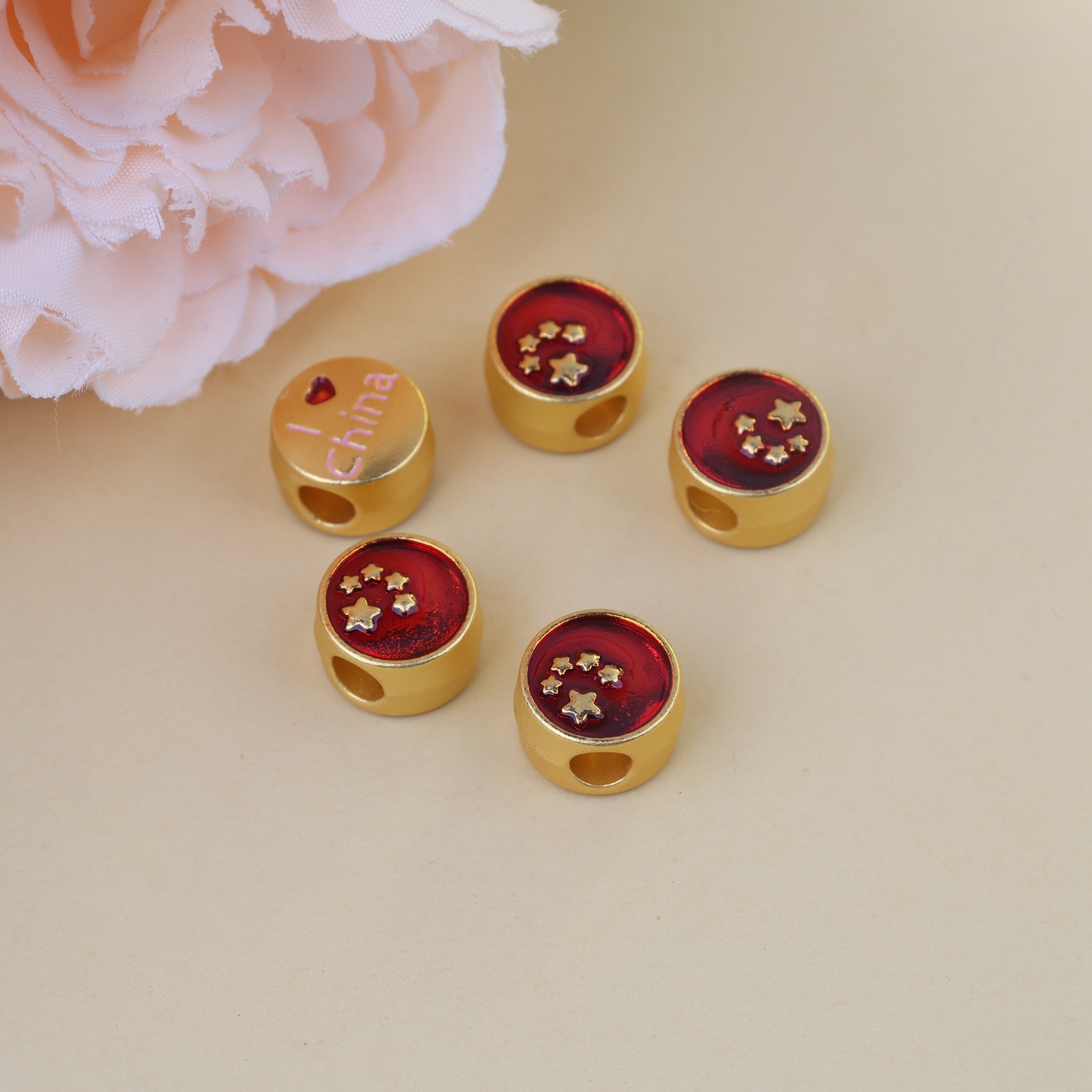 Diy Ancient Golden Beads Charms Enamel Round Star Drip Oil - Temu