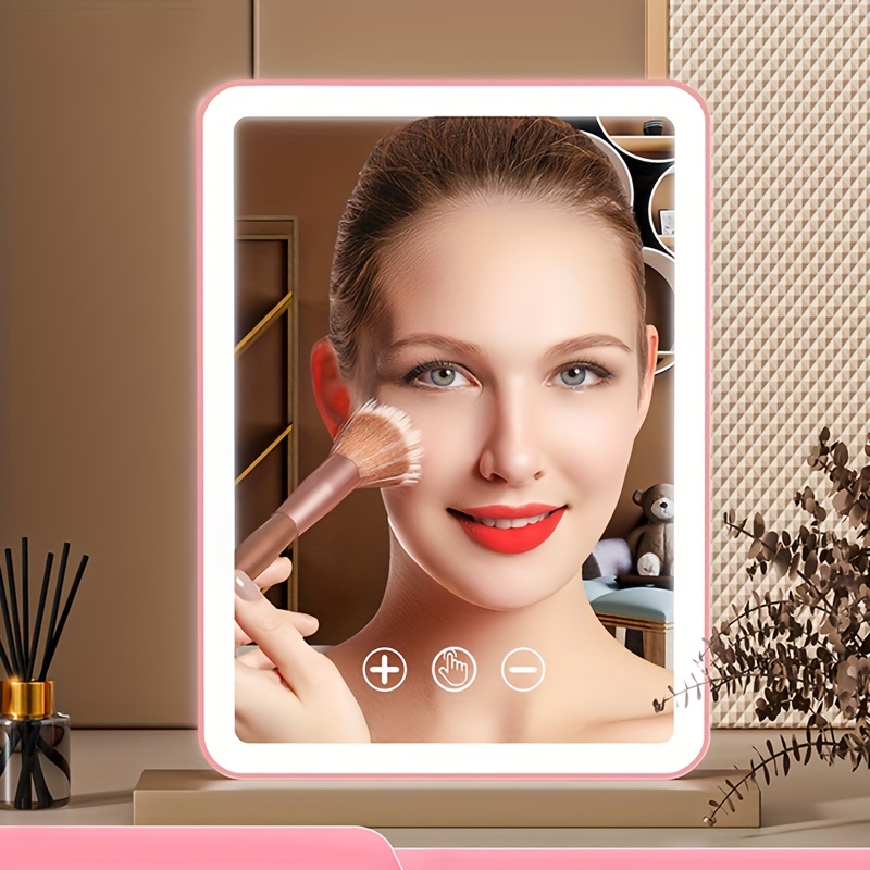 Poche Miroir LED Lumineux Portable Maquillage Miroir De Maquillage  CosmEtique 8 LED LumiEres Poche Miroir Double Face Tactile Pliable Miroir  De Maquillage EclairE Rose X 1