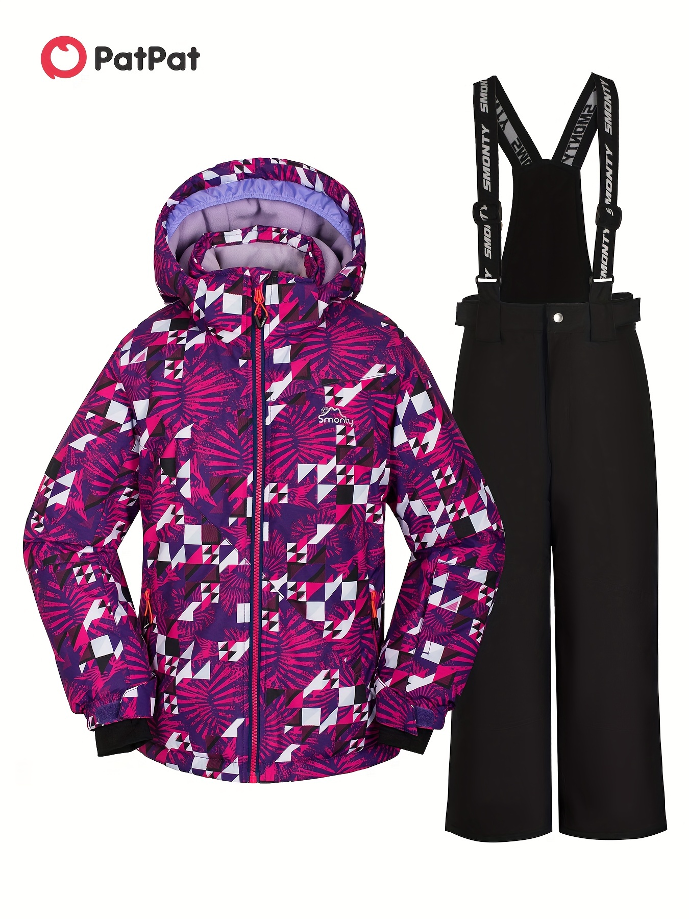 SMONTY Kids Snow Suit for Girls Winter Ski Jacket & Pants Set Hooded Straps  Set Windproof Waterproof Warm (6-7 Years, Colorful Pink) : :  Clothing, Shoes & Accessories
