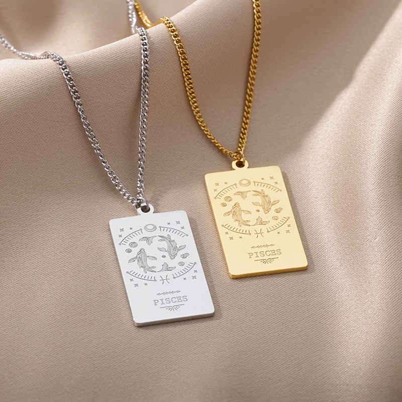 Stainless Steel Tarot Card Pendant Necklace 18k Gold Plated - Temu