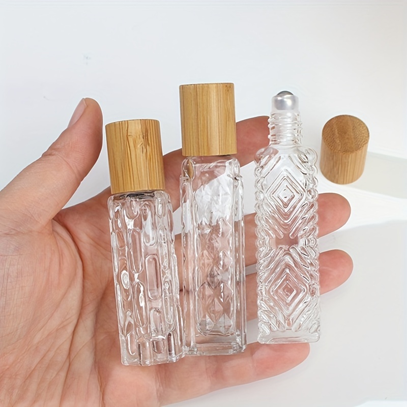 2Pcs Transparent Aromatherapy Glass Bottle Glass+Wood Glass Bottle Car  Supplies