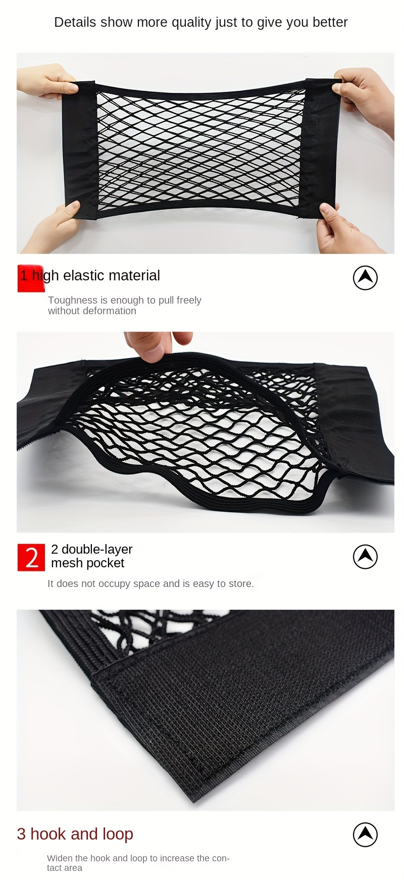 A Universal Storage Bag with Elastic Rope Net for The Back of Car Seats, Designed to Organize Belongings.