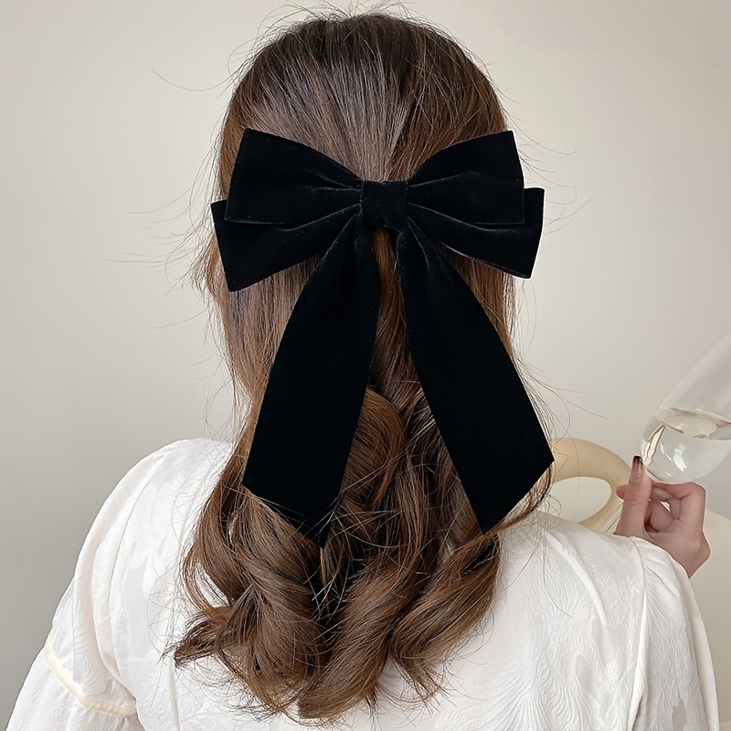 Black Hair Bow - 5PCS Hair Bows for Women Black Hair Clips