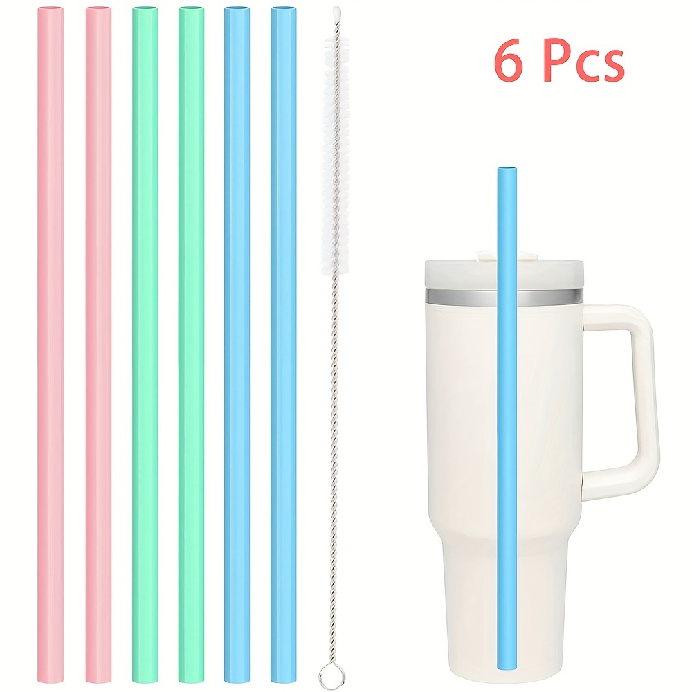 6Pcs Straw Replacement for Owala Water Bottle,Reusable Plastic Straws Clear  Drinking Straws with Cleaning Brush,Straws for tumblers Long Compatible