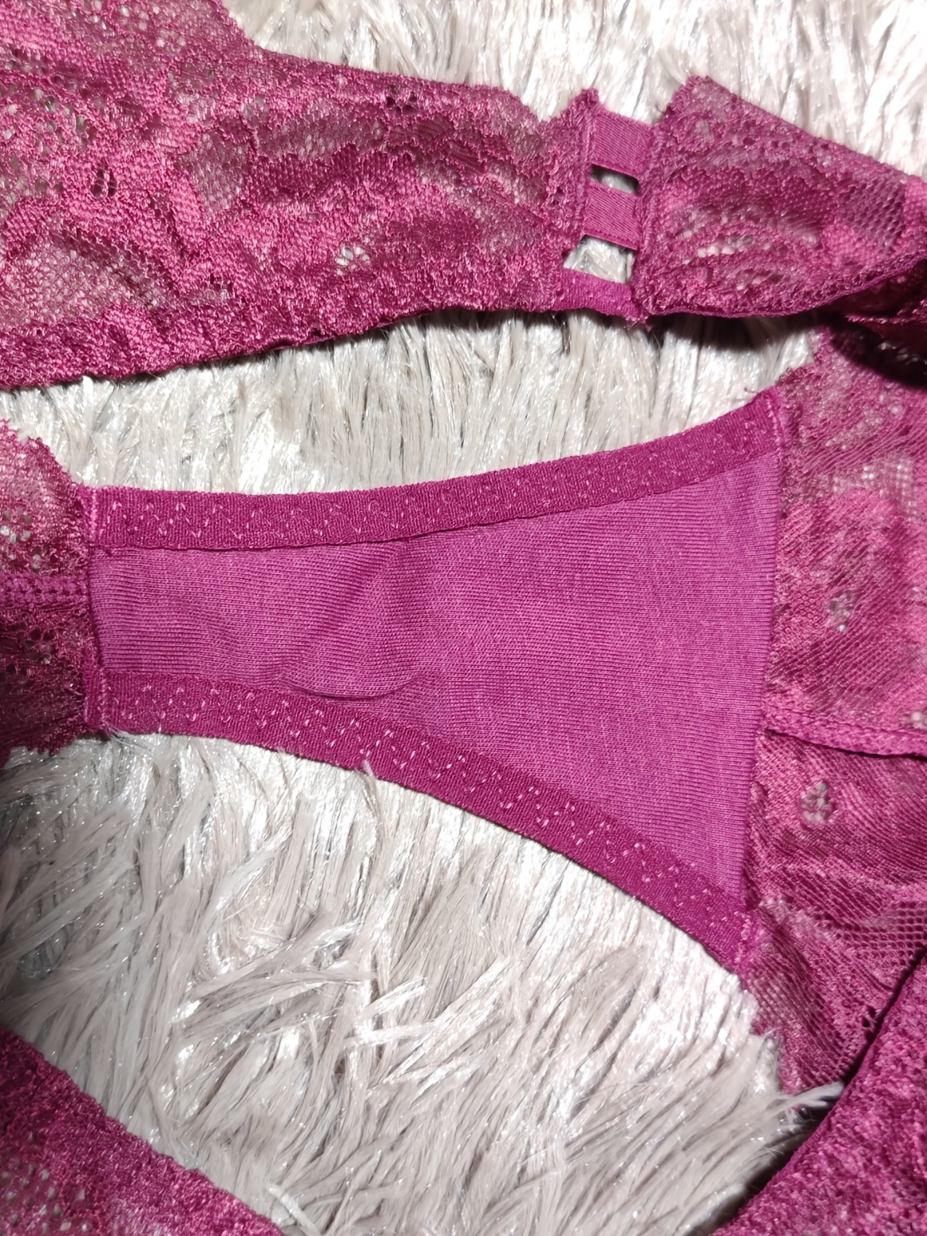 NWT Victoria's Secret unlined 34C,34D BRA SET S mesh Thong neon Pink Purple  lace