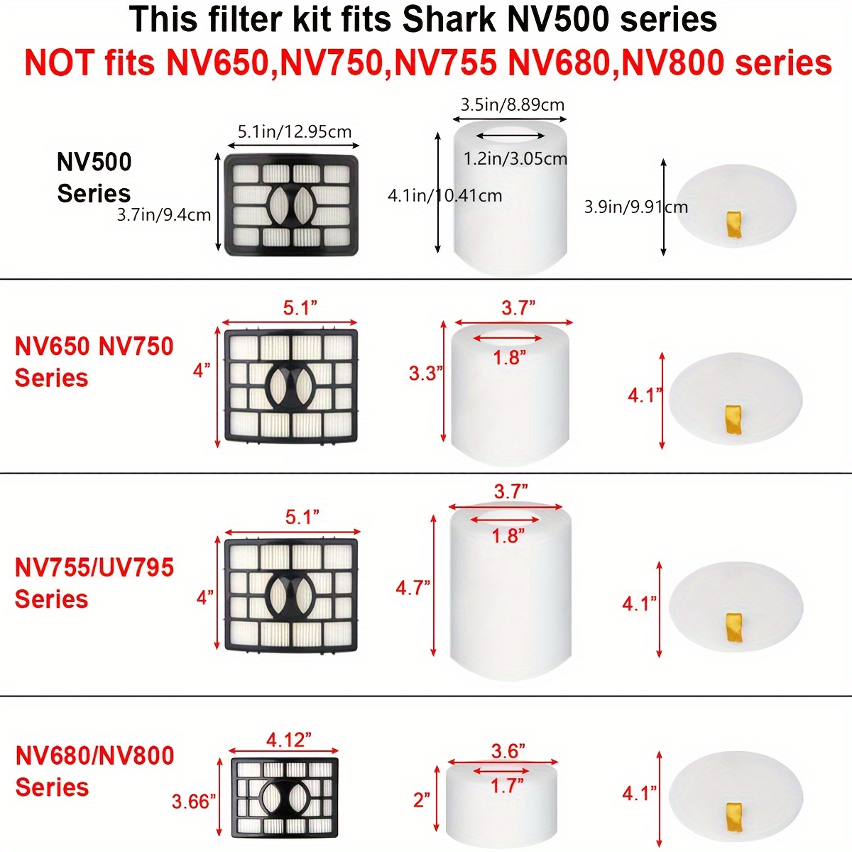 shark nv500 replacement filters