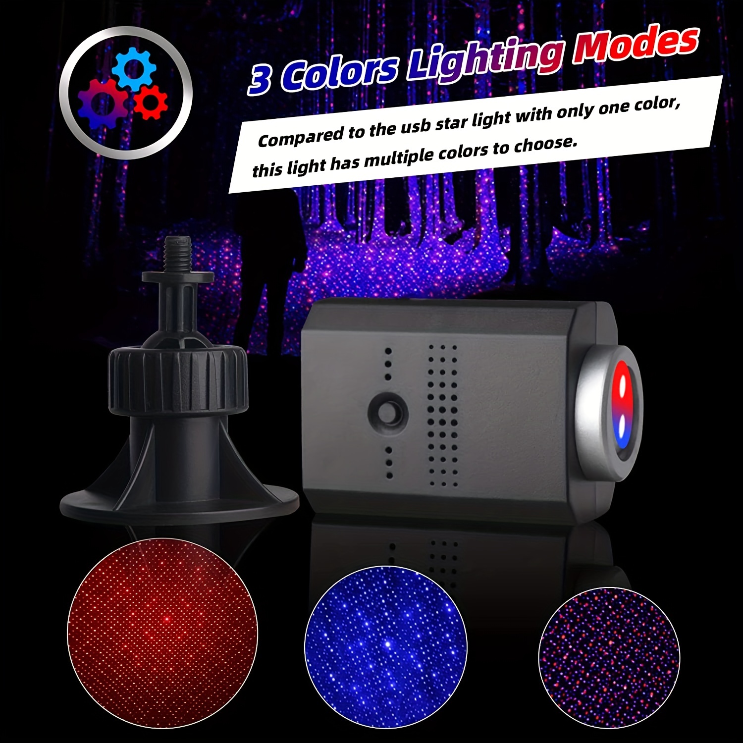 Usb Star Projector Night Light 3 Colors 9 Lighting Modes Led - Temu United  Kingdom