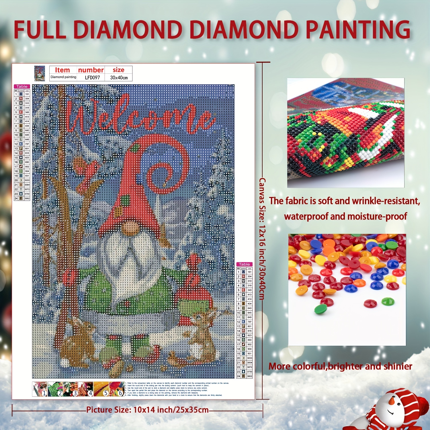 Christmas Gnome Diamond Art Painting Kits for Adults - 12X16Inch