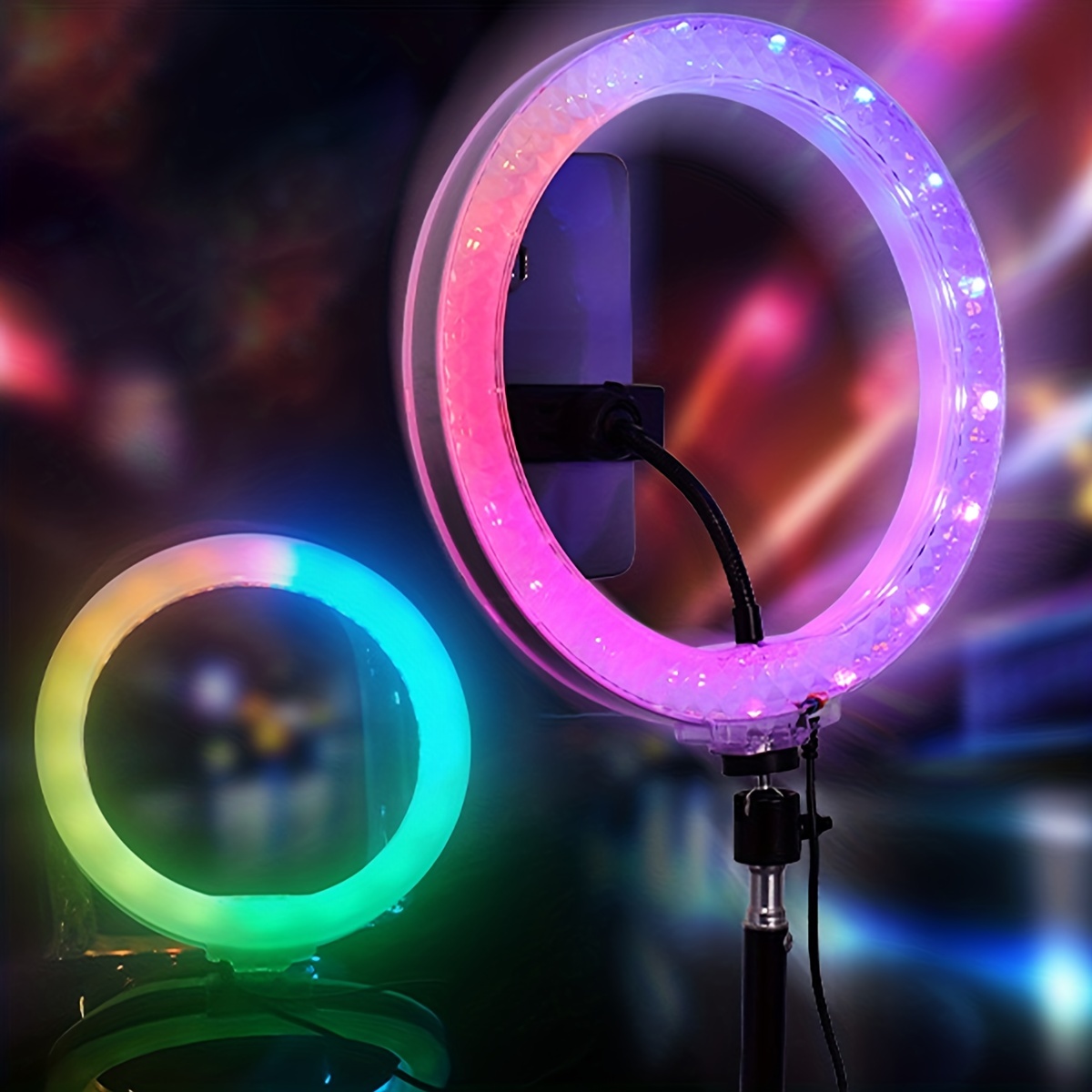 Lampe circulaire LED RGB avec trépied