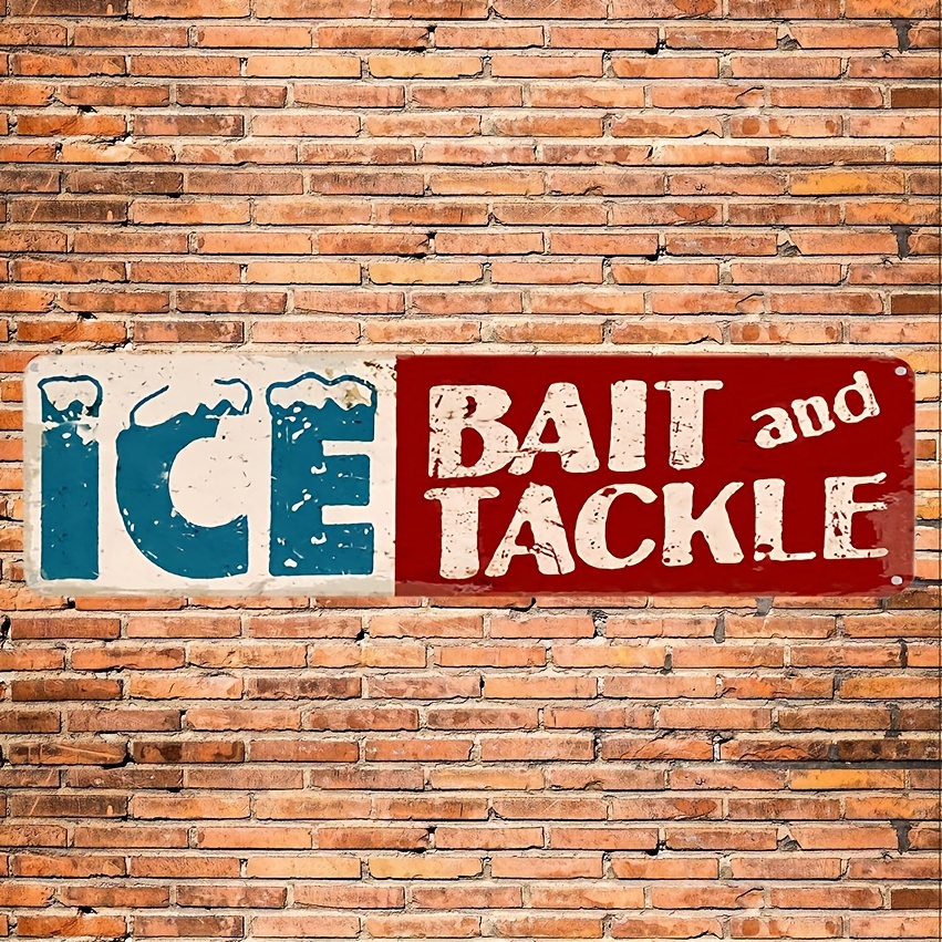 Ice Bait Tackle Rustic Fish Fishing Marina Shop Metal Sign - Temu