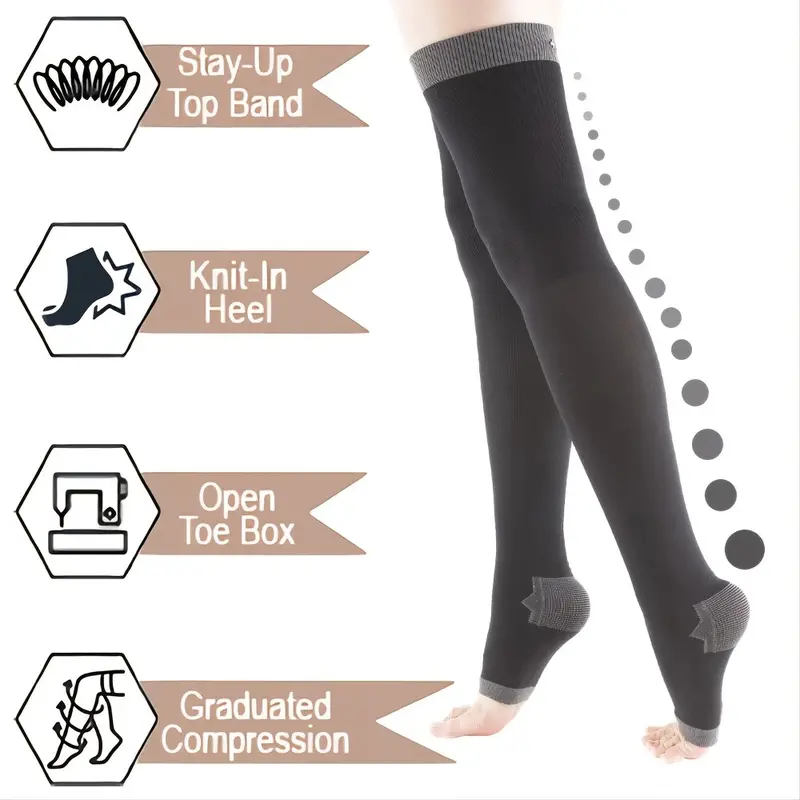 Open Toe Compression Socks Thigh High Toeless Sleep - Temu Canada
