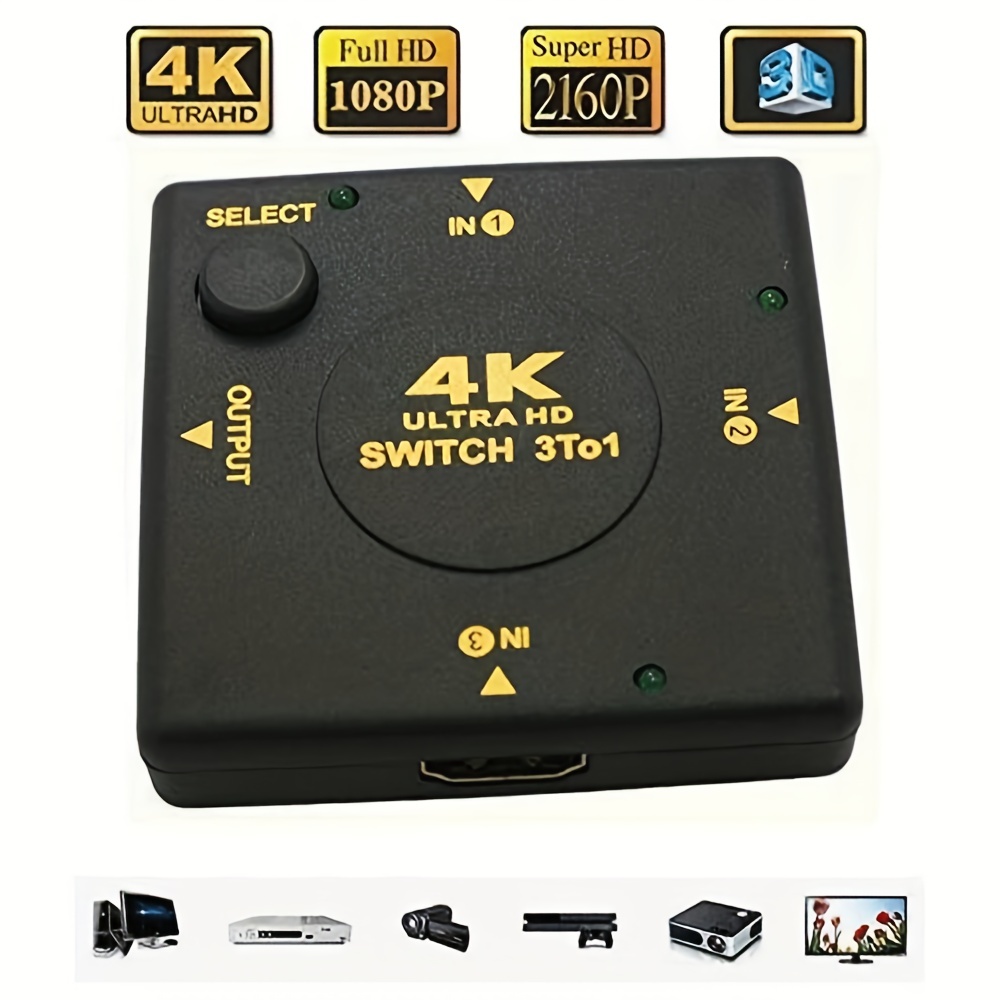 High-End 3-Port 8K/60Hz HDMI Switch (3x1 HDMI 2.1 Switch)