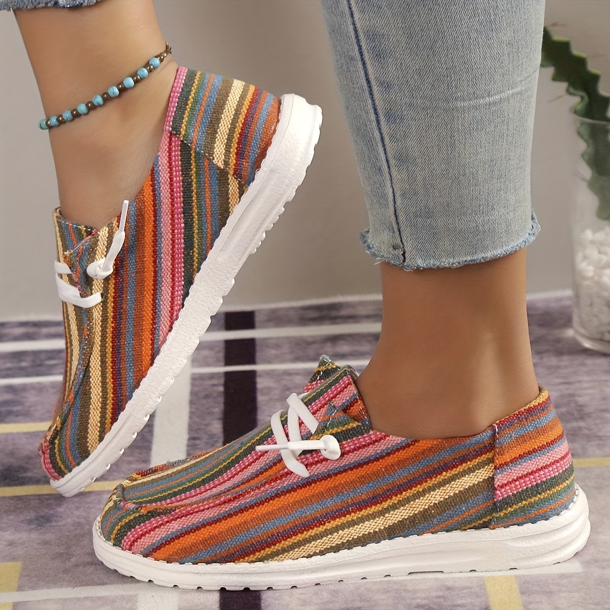 Striped on sale canvas shoes