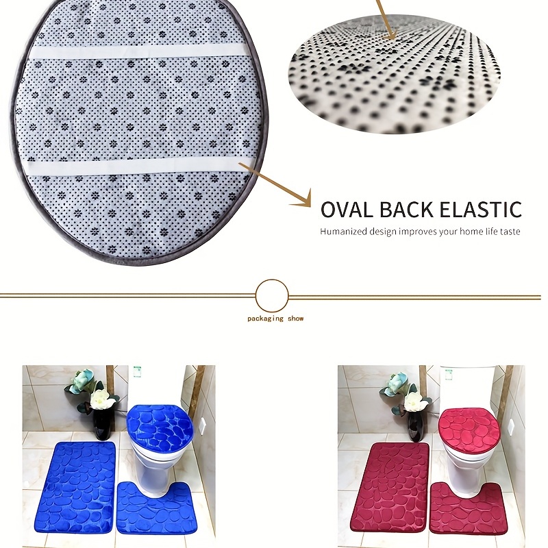 3pc Soft Non Slip Bath Mat Set Bathroom Accessories