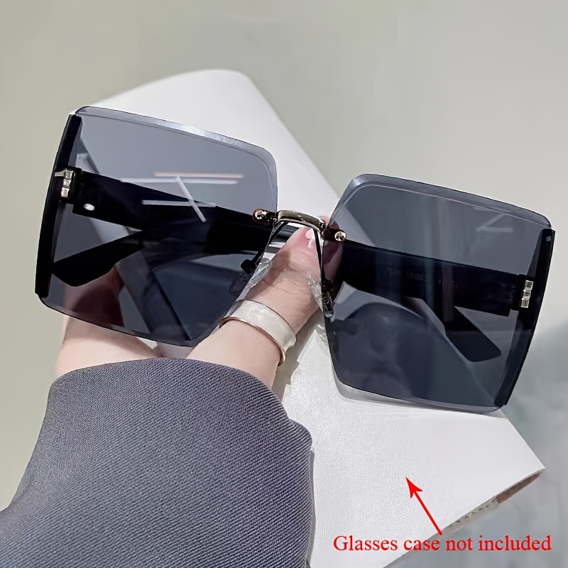 Oversized Women Men Designer Sunglasses Luxury Elegant Rimless Square UV400  