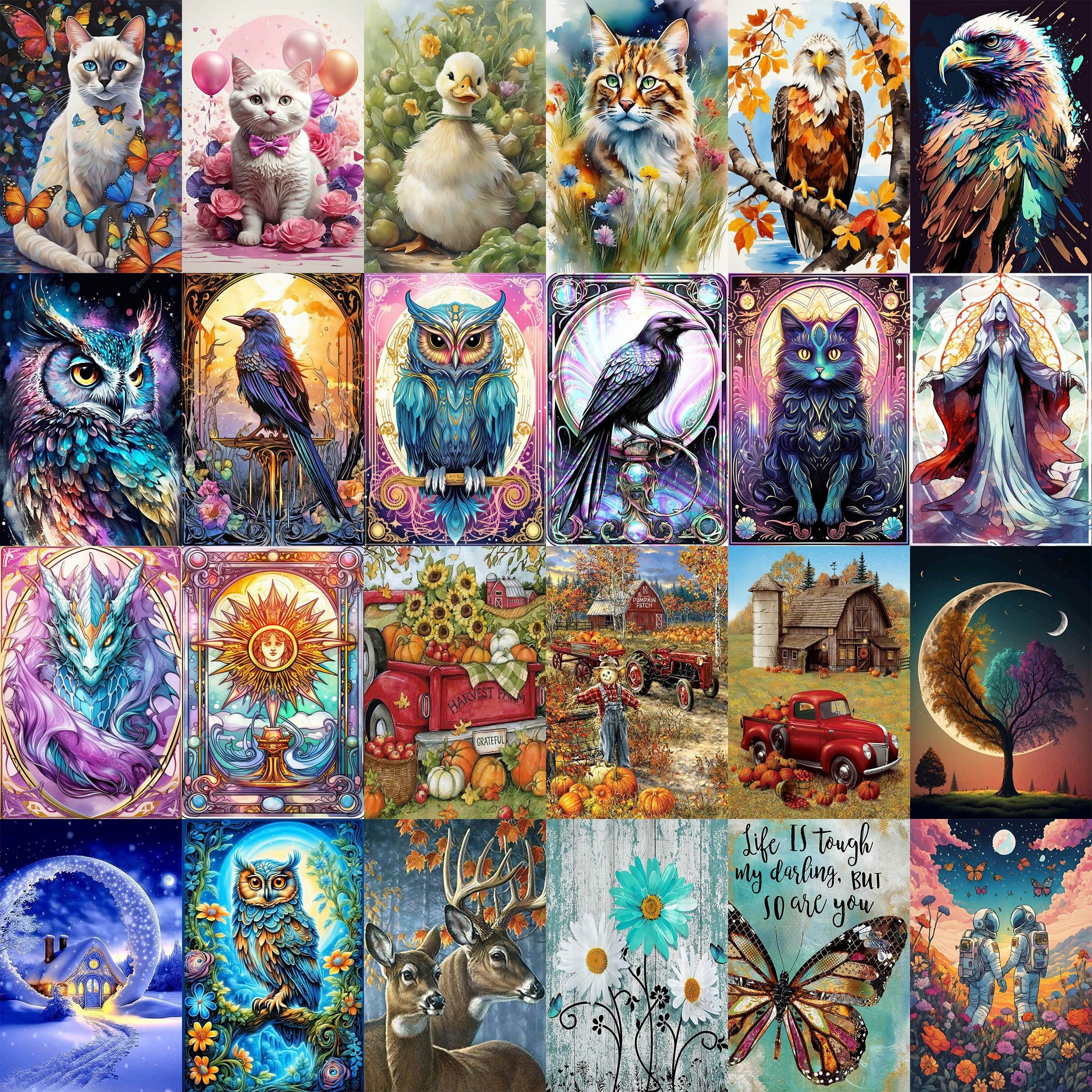 DIY 5D Diamond Painting Wolf Owl Dreamcatcher Diamond Mosaic Embroidery  With Photo Frame Animal Picture Home Wall Decoration