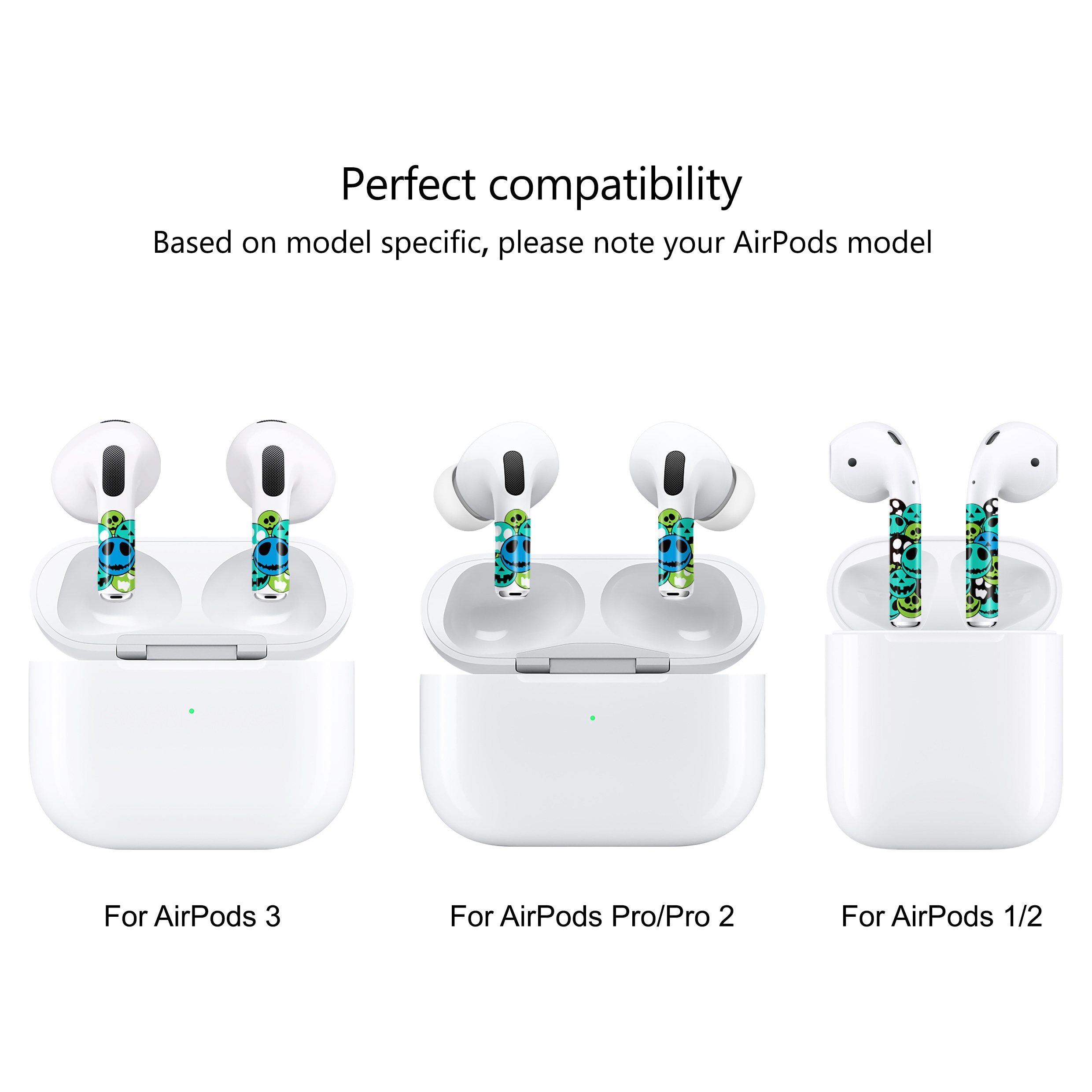 ROCKMAX AirPods Pro 2 Skin, Cool Skull Stickers and Decals for