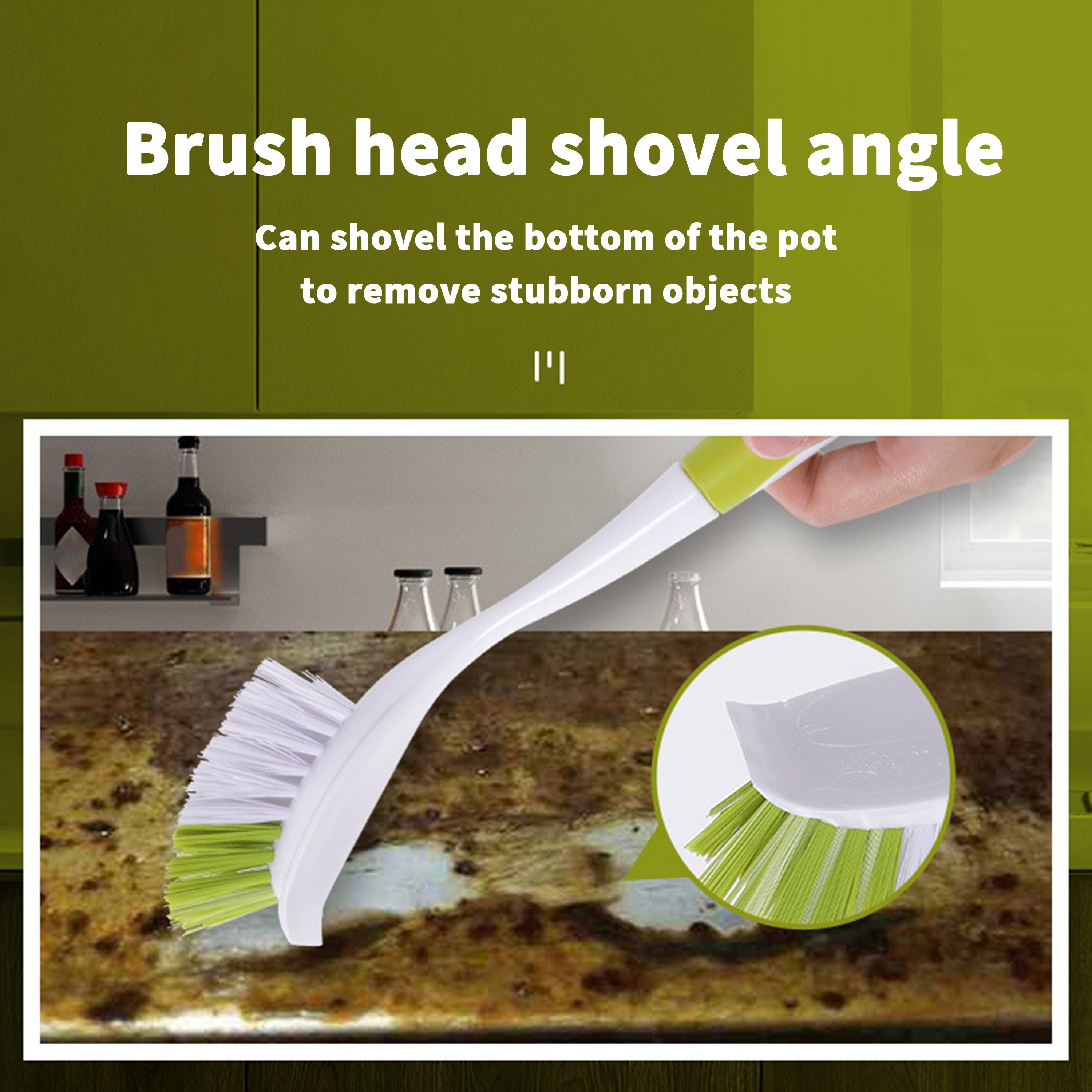 Pot And Dish Brush, Stiff Bristle Dishwashing Brush, Long Handle