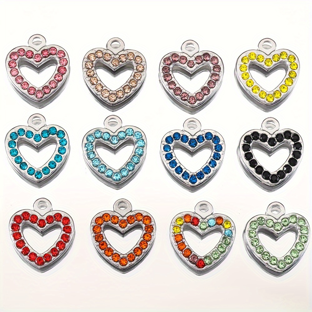 Alloy Heart Shaped Charms Crystal Rhinestone Pendants Charms - Temu